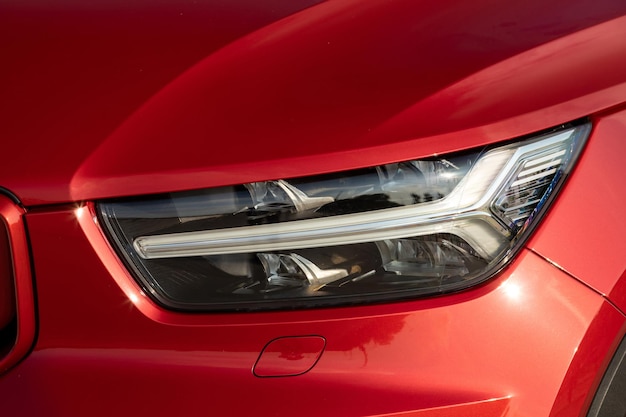 Close up view of a new car headlight