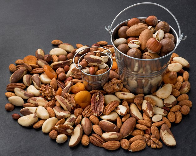 Close-up view of nuts concept arrangement