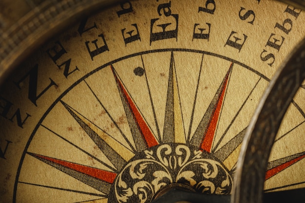 Close up view of the old compass