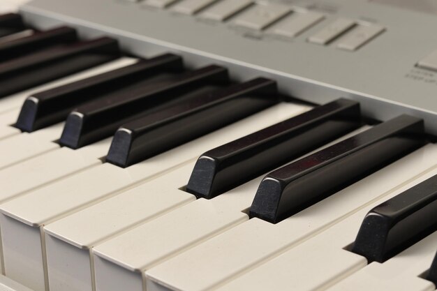 Close-up view of piano keys