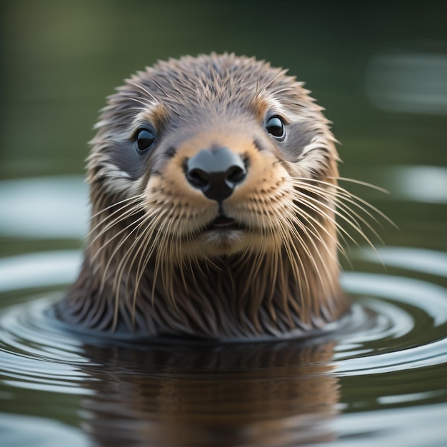 Photo a close up view of a playful otter