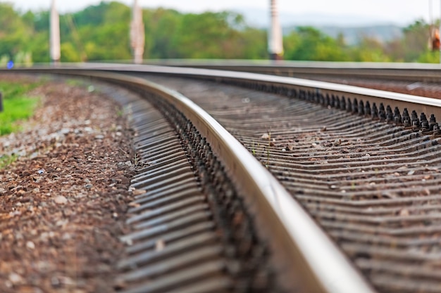 Close up view of railroad, transport background