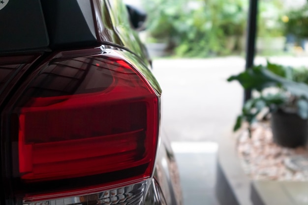 Close up view of the red car taillight Car rear light or car brake light