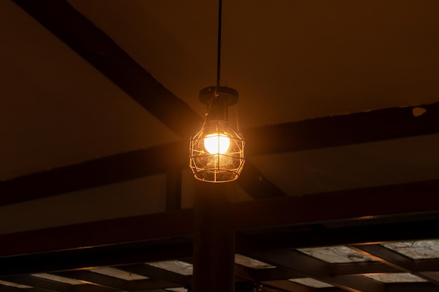 Close up view of a retro incandescent lamp