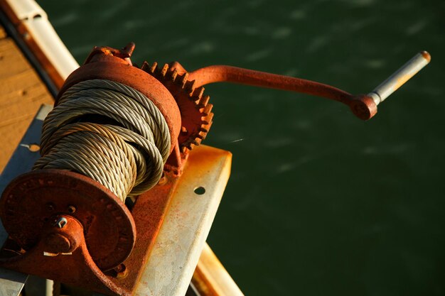 Close up view of rolled up rope