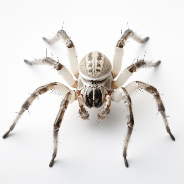 Close Up View Of Spider On White Background