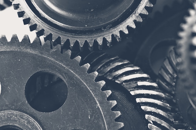 Close-up view of stack of gears