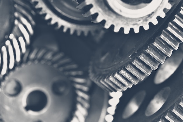 Close-up view of stack of gears