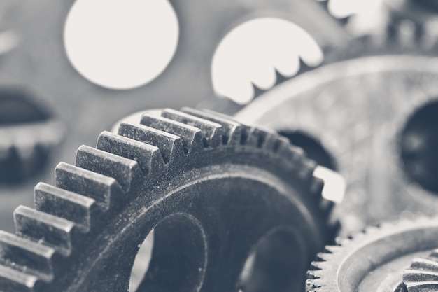 Close-up view of stack of gears