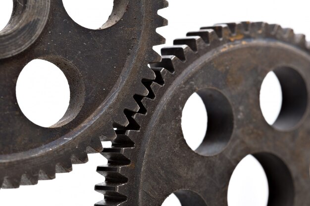 Close-up view of stack of gears