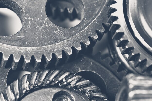 Close-up view of stack of gears