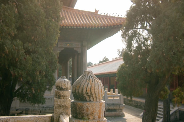 Close up view of the stone wall of Wangshui bridge in Qufu China