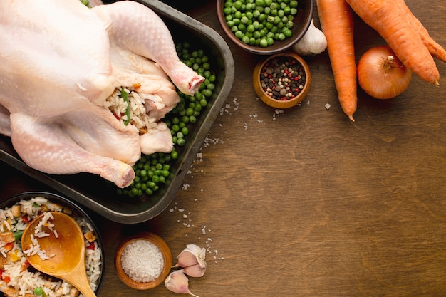 Photo close-up view of turkey preparation for thanksgiving