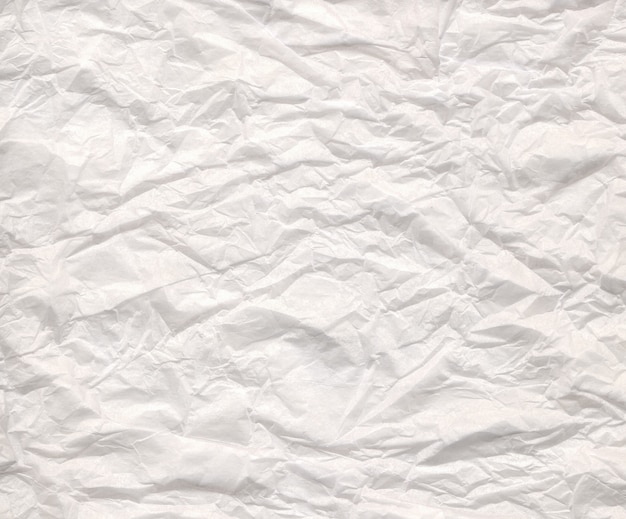 Close up view of a white wrinkled paper