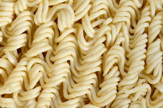 Close up view of yellow dry instant noodles. Chinese traditional food
