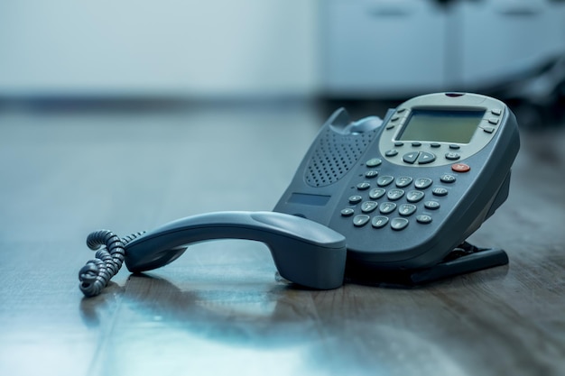 Close-up of vintage  analog phone on the floor