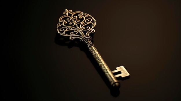 Close up of Vintage Brass Key