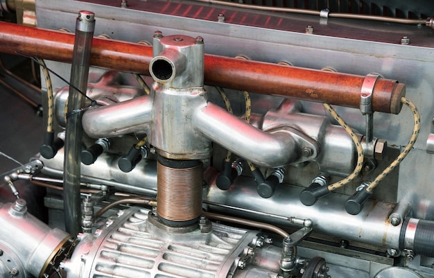 Close-up of vintage car engine