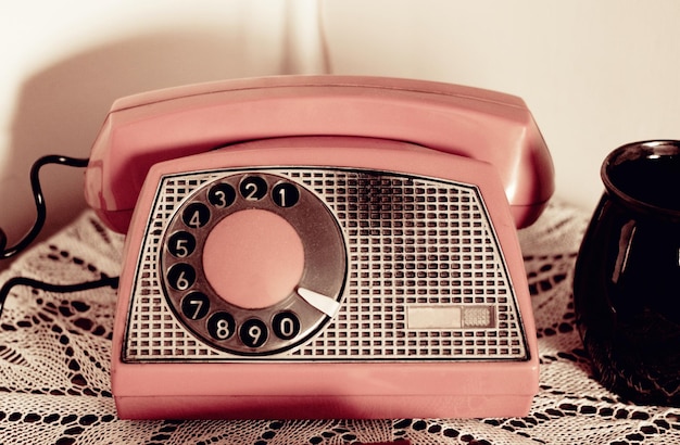 Foto close-up di un telefono d'epoca