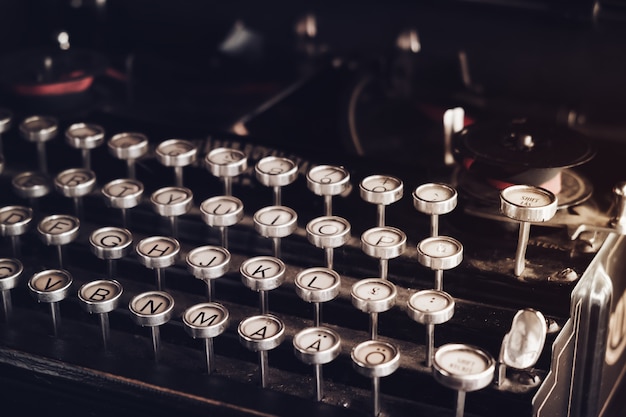 Close-up vintage typewriter. vintage color tone effect