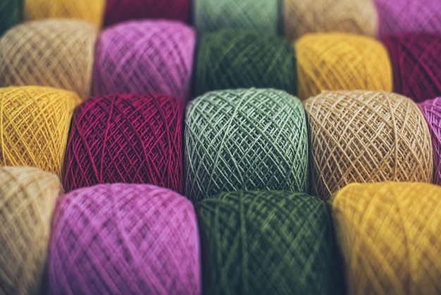 かぎ針編みのヴィンテージの毛糸ボールを閉じる手作りの冬服の編み糸