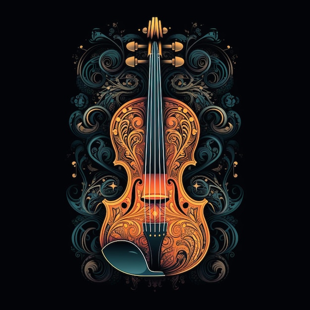 A close up of a violin with a swirly design on it generative ai