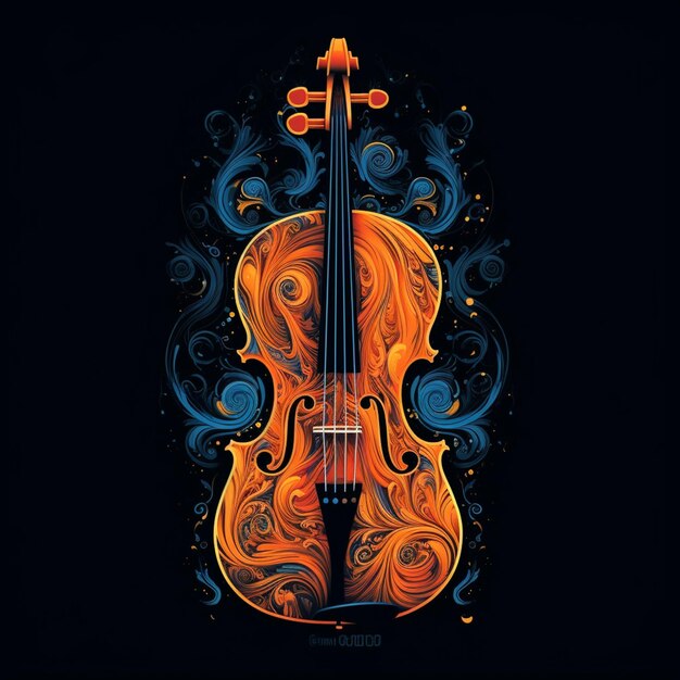 A close up of a violin with a swirly design on it generative ai