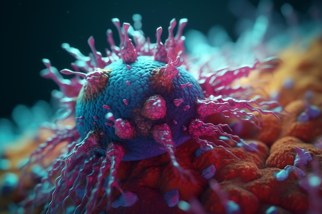 Photo a close up of a virus that has a large cap on it