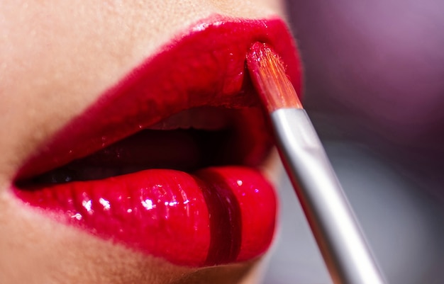 Close-up vrouw lippen met lippenstift