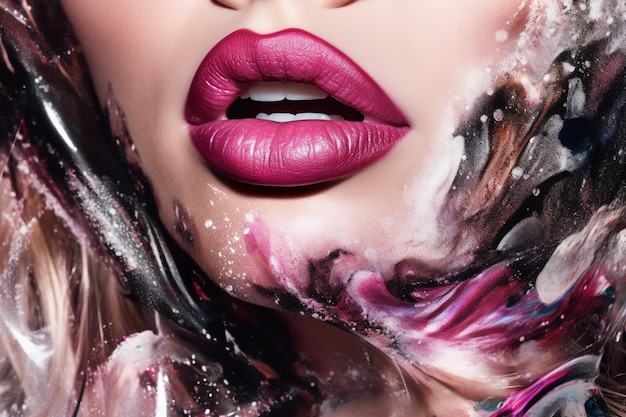 close-up vrouw model lippen
