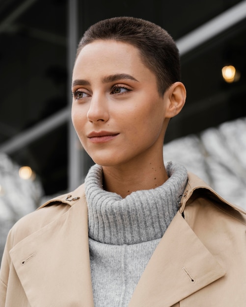 Close-up vrouw poseren buiten