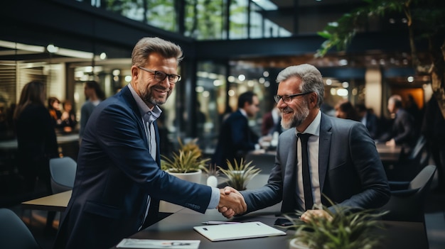 Close-up vrouwelijke leider en zakenman die elkaar de hand schud feliciteren met een succesvol contract Manager die een zakelijke deal aangaat met een klap van de hand Collega bij meeitng Bevestig een succesvolle handdruk gebaar