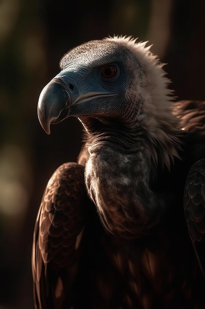 A close up of a vulture with a black beak