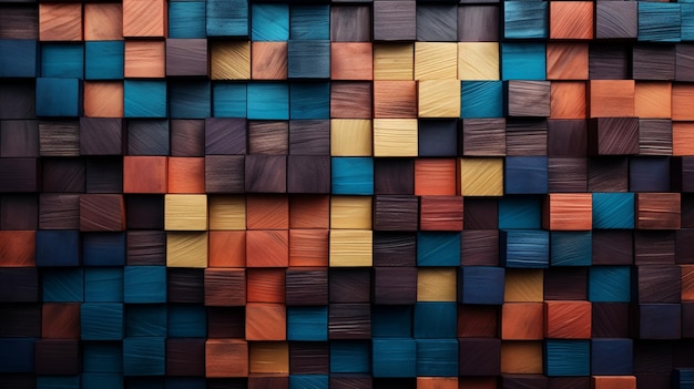 a close up of a wall made of wooden blocks generative ai