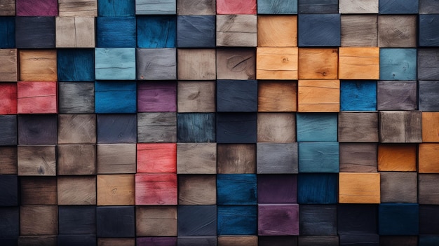 a close up of a wall made of wooden blocks generative ai