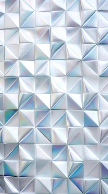 A close up of a wall of shiny silver triangles generative ai