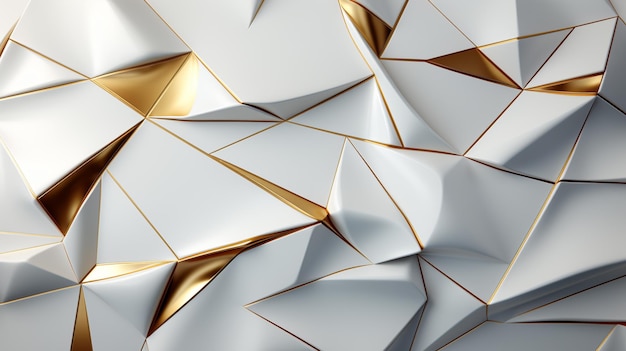 a close up of a wall of white and gold geometric shapes generative ai