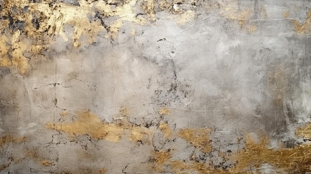 A close up of a wall with a gold paint on it generative ai