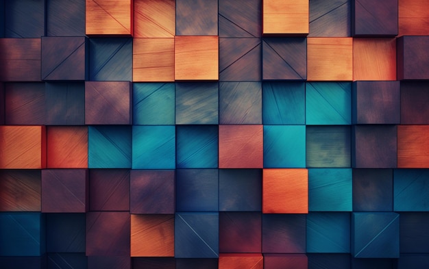 A close up of a wall with many different colored squares generative ai