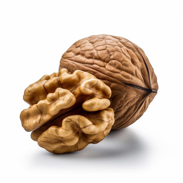 a close up of a walnut with the word walnut on it