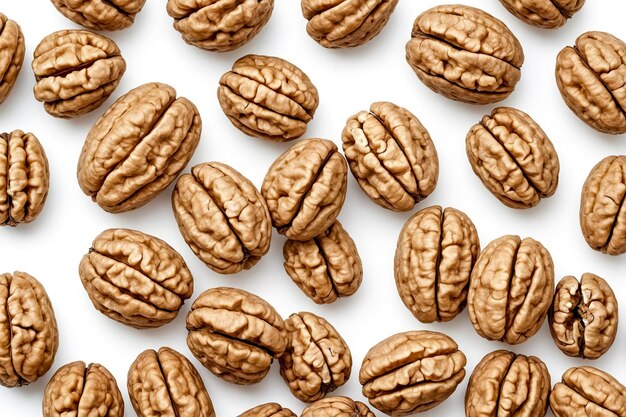 Photo close up of walnuts on a white background