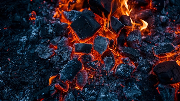 Close Up of Warm Fire Burning in Cozy Fireplace at Home