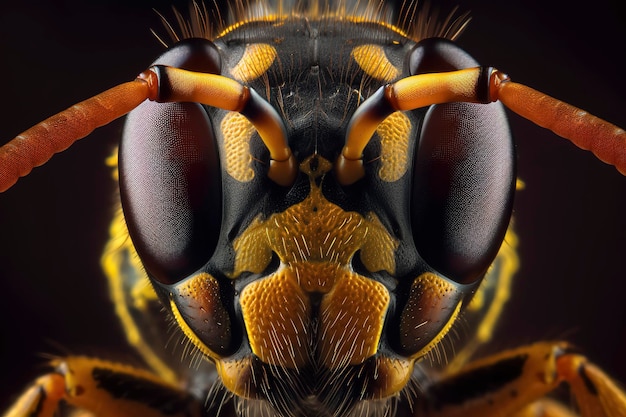 A close up of a wasp's eyes