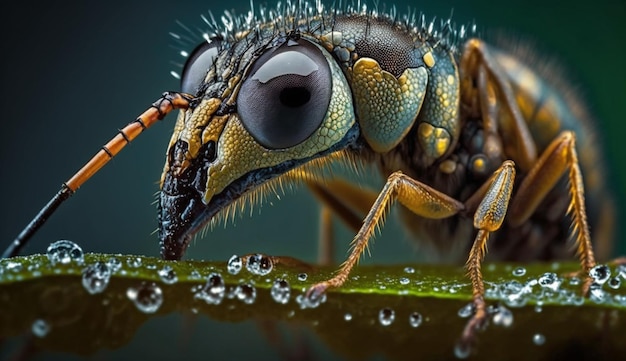 Photo a close up of a wasp with the eyes closed