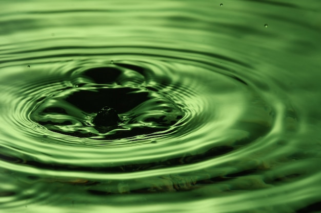 close up of a water drop falling and impact with a body of water