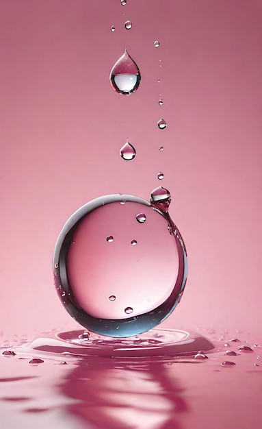 Close up of water drop on pink background