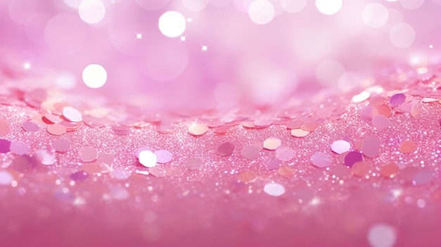 A close up of a water drop with sparkling glitter.