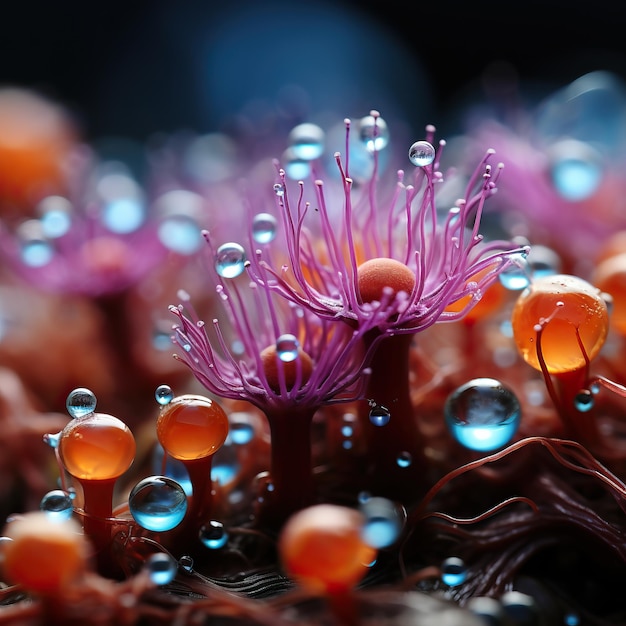 Foto un primo piano delle gocce d'acqua sui fiori