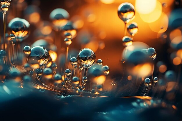 A close up of water droplets on a leaf