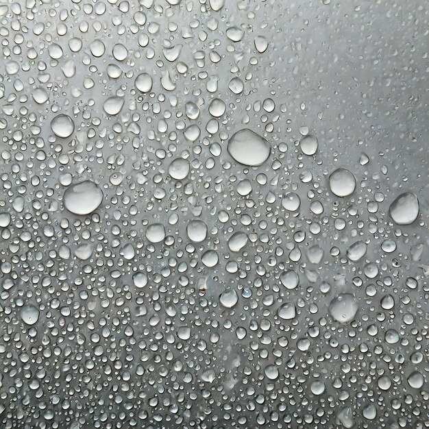 a close up of water droplets on a window with a gray background